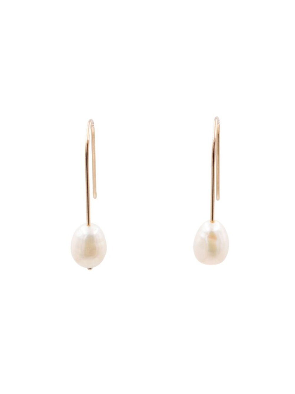14K Yellow Gold Freshwater Baroque Pearl 0.8 Inch Drop Earrings